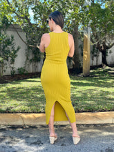 Load image into Gallery viewer, &quot;Paloma&quot; Sleeveless Racerback Ribbed knit Bodycon Midi Dress With Back Slit Detail.
