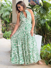 Load image into Gallery viewer, &quot;Gianna&quot; Women Woven Damask Print Sleeveless Halter Button-Down Maxi Dress
