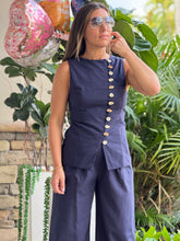 Load image into Gallery viewer, &quot;Amelia&quot; Multi Accent Button Detailed Straight Leg Trousers And Vest Set
