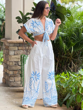 Load image into Gallery viewer, &quot;Hazel&quot;  Short Sleeve Crop Top And Printed Matching Pants Set
