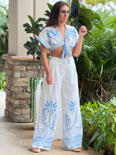 Load image into Gallery viewer, &quot;Hazel&quot;  Short Sleeve Crop Top And Printed Matching Pants Set
