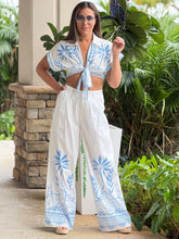 Load image into Gallery viewer, &quot;Hazel&quot;  Short Sleeve Crop Top And Printed Matching Pants Set
