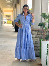 Load image into Gallery viewer, &quot;Terrin&quot; Striped Elbow Sleeve Maxi Dress
