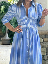 Load image into Gallery viewer, &quot;Terrin&quot; Striped Elbow Sleeve Maxi Dress
