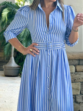 Load image into Gallery viewer, &quot;Terrin&quot; Striped Elbow Sleeve Maxi Dress
