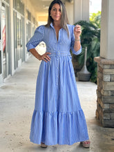 Load image into Gallery viewer, &quot;Terrin&quot; Striped Elbow Sleeve Maxi Dress
