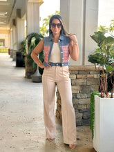 Load image into Gallery viewer, &quot;Lauren&quot; Denim Mixed Fabric Vest And Pants Set
