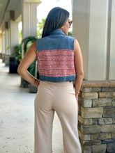 Load image into Gallery viewer, &quot;Lauren&quot; Denim Mixed Fabric Vest And Pants Set
