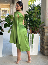 Load image into Gallery viewer, &quot;Brooke&quot; One Shoulder Satin Midi Dress
