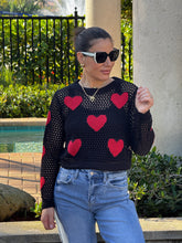 Load image into Gallery viewer, Aura&quot; Mesh Long Sleeve Heart Shape Sweater
