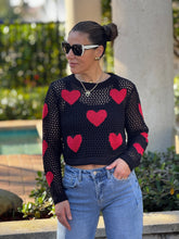 Load image into Gallery viewer, Aura&quot; Mesh Long Sleeve Heart Shape Sweater
