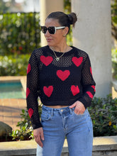 Load image into Gallery viewer, Aura&quot; Mesh Long Sleeve Heart Shape Sweater
