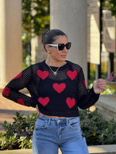 Load image into Gallery viewer, Aura&quot; Mesh Long Sleeve Heart Shape Sweater
