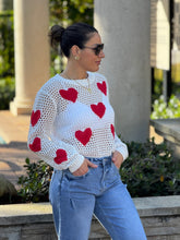 Load image into Gallery viewer, Aura&quot; Mesh Long Sleeve Heart Shape Sweater
