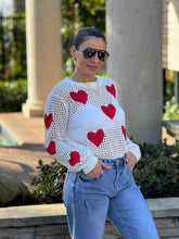 Load image into Gallery viewer, Aura&quot; Mesh Long Sleeve Heart Shape Sweater
