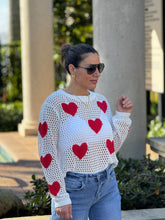 Load image into Gallery viewer, Aura&quot; Mesh Long Sleeve Heart Shape Sweater
