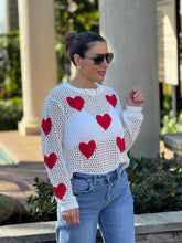 Load image into Gallery viewer, Aura&quot; Mesh Long Sleeve Heart Shape Sweater
