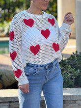 Load image into Gallery viewer, Aura&quot; Mesh Long Sleeve Heart Shape Sweater
