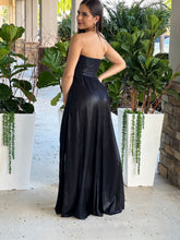 Load image into Gallery viewer, &quot;Helen&quot; Black Metallic Pleated Maxi Dress
