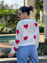 Load image into Gallery viewer, Aura&quot; Mesh Long Sleeve Heart Shape Sweater
