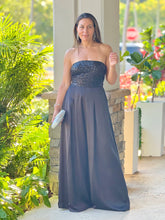 Load image into Gallery viewer, &quot;Vittoria&quot; Satin Strapless Jumpsuit With Sequins In The Front
