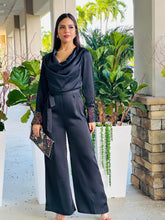 Load image into Gallery viewer, &quot;Cherly&quot; Cowl Belted Sequin Sleeve Band Detailing Jumpsuit
