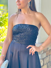 Load image into Gallery viewer, &quot;Vittoria&quot; Satin Strapless Jumpsuit With Sequins In The Front
