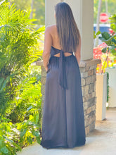 Load image into Gallery viewer, &quot;Vittoria&quot; Satin Strapless Jumpsuit With Sequins In The Front
