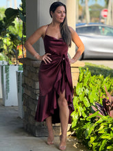 Load image into Gallery viewer, &quot;Renatta&quot; Satin Wrap Midi Dress
