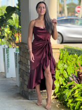 Load image into Gallery viewer, &quot;Renatta&quot; Satin Wrap Midi Dress
