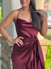 Load image into Gallery viewer, &quot;Renatta&quot; Satin Wrap Midi Dress
