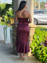 Load image into Gallery viewer, &quot;Renatta&quot; Satin Wrap Midi Dress
