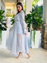 Load image into Gallery viewer, &quot;Katie&quot; Sheer Mesh Long Sleeve Coat Dress With Belt
