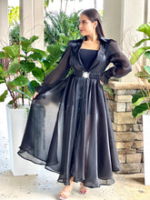 Load image into Gallery viewer, &quot;Katie&quot; Sheer Mesh Long Sleeve Coat Dress With Belt
