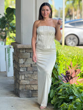 Load image into Gallery viewer, &quot;Analie&quot; Satin Corset Belted Maxi Dress

