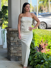 Load image into Gallery viewer, &quot;Analie&quot; Satin Corset Belted Maxi Dress

