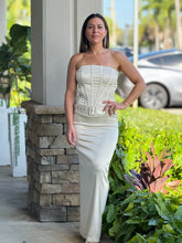 Load image into Gallery viewer, &quot;Analie&quot; Satin Corset Belted Maxi Dress
