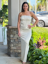 Load image into Gallery viewer, &quot;Analie&quot; Satin Corset Belted Maxi Dress
