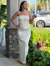 Load image into Gallery viewer, &quot;Analie&quot; Satin Corset Belted Maxi Dress

