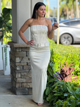 Load image into Gallery viewer, &quot;Analie&quot; Satin Corset Belted Maxi Dress
