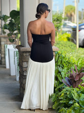Load image into Gallery viewer, &quot;Mirella&quot; Strapless Fitted Dropped Waist Bodice Pleated Skirt Mix Maxi Dress.
