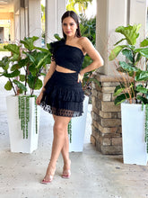 Load image into Gallery viewer, &quot;Sandy&quot; Black One Shoulder Cut Out Mini Dress

