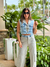 Load image into Gallery viewer, &quot;Synthia&quot; Denim Vest And cargo Pants Matching Set
