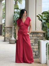 Load image into Gallery viewer, &quot;Kassandra&quot; V Neck Dolman Sleeve Top And High Waisted Long Pants Set
