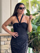Load image into Gallery viewer, &quot;Marcelle&quot; Flower Pattern Knit Bodysuit Skirt 2-pc Set
