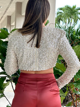 Load image into Gallery viewer, &quot;Laure&quot; Pearl With Sequin Shoulder Pad Crop Top

