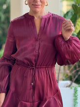 Load image into Gallery viewer, &quot;Claire&quot; Long Sleeve Button Down Tie Mini Dress
