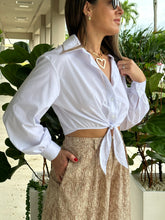 Load image into Gallery viewer, &quot;Zoey&quot; Poplin Crop Shirt With Tie Front

