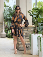 Load image into Gallery viewer, &quot;Zoe&quot; Long Sleeve Button Down Tie Front Mini Dress
