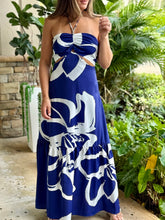 Load image into Gallery viewer, &quot;Cassy&quot; Metal Trim Halter Neck Maxi Dress
